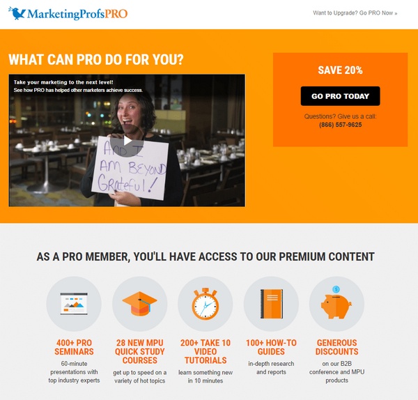 MarketingProfsPro landing page MarketingProfsPro landing page